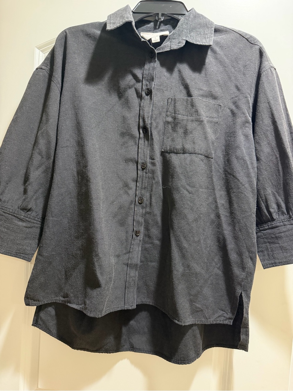 Pomander Place Black Button-Front Oversized Shirt